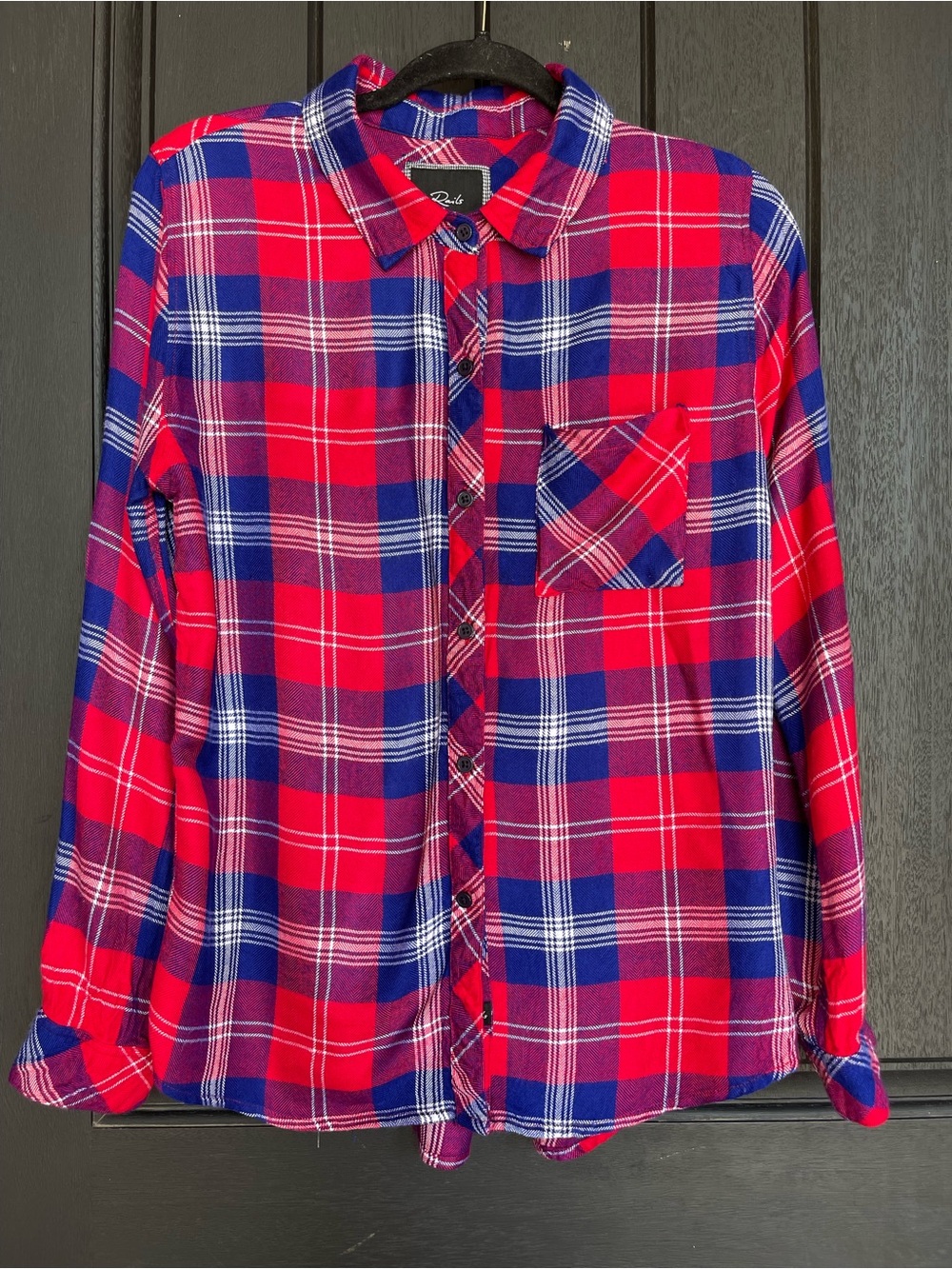 Rails Hunter Plaid Shirt Patriot Navy Red 100% Rayon Women’s M
